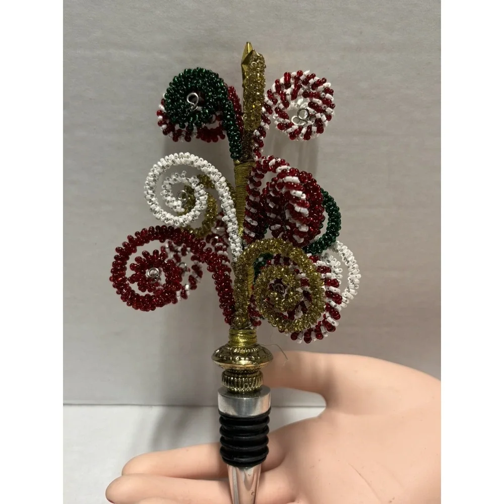 Pier 1 Imports Christmas Holiday Wine Bottle Stopper‎ Festive Oversized curls